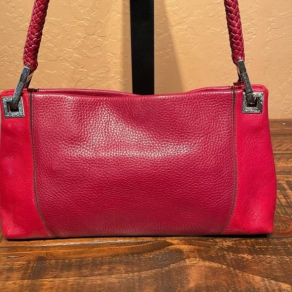 Brighton Vintage Red Leather Shoulder Bag with Matching Wallet EUC - Picture 3 of 12
